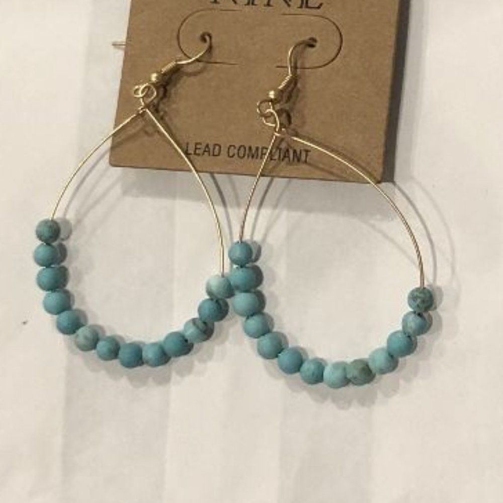Turquoise Beaded Teardrop Earrings